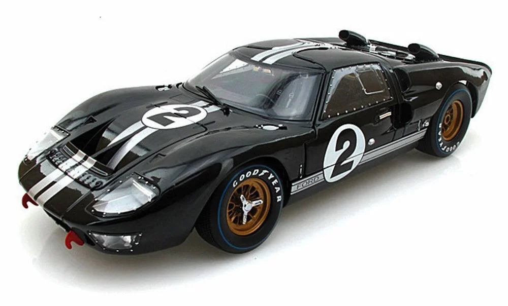 1966  GT-40 MK II #2, Black w/ Silver Stripes - Shelby  SC408 - 1/18 Scale Diecast Model Toy Car