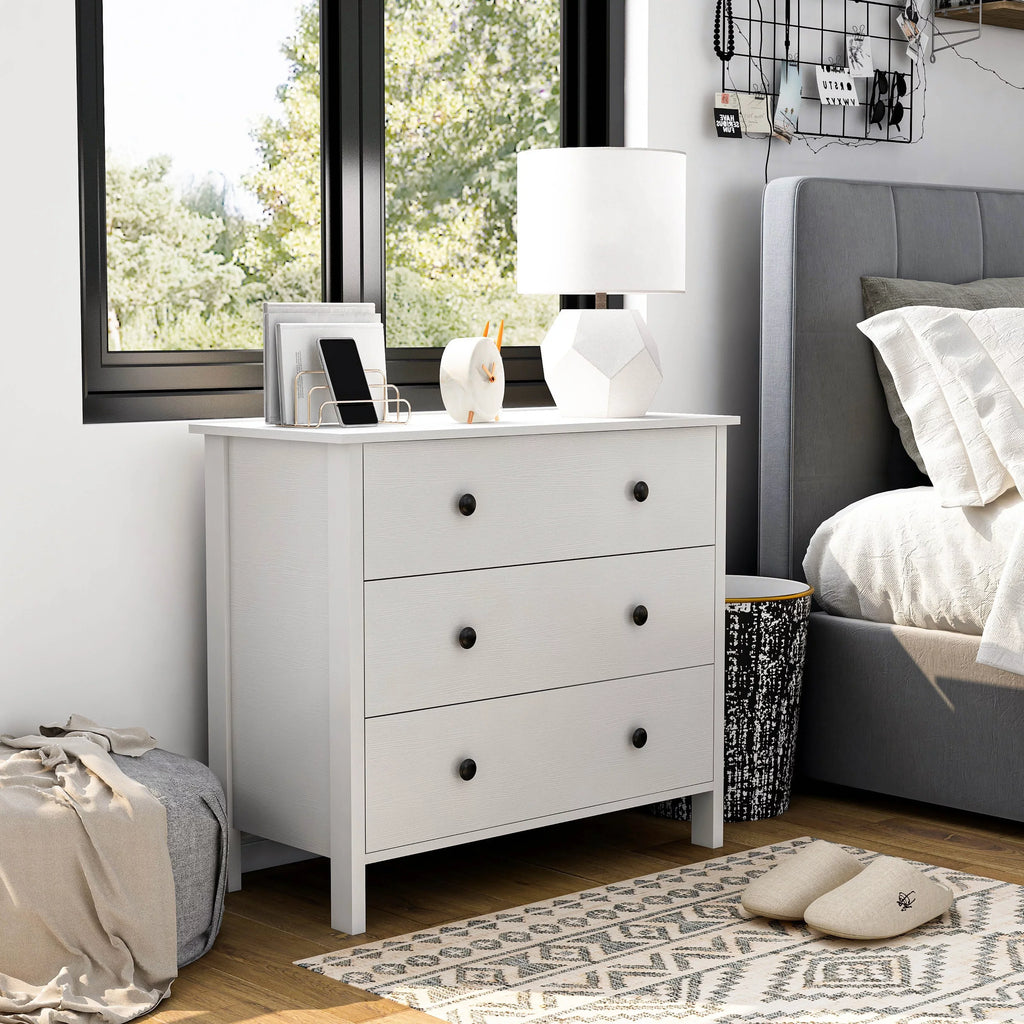 Denhour DH BASIC Transitional 34-inch Wide 3-Drawer Neutral Youth Dresser by  White Marble