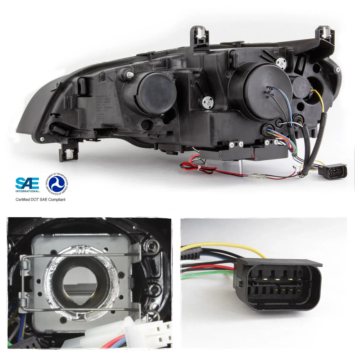 AKKON - For 2007-2010  E70 X5 HID [w/ AFS Model] LED Halo DRL Projector Black Headlights Driver Left+Passenger Right Pair