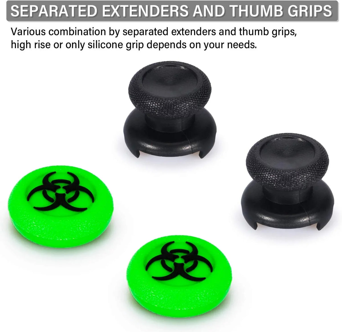 FPS Thumbstick Extender & 3D Texture Rubber Silicone Grip wrap 2 Sets for Xbox Series X/S & Xbox One Controller(BioH Green) BOLT AXTION Bundle Like New