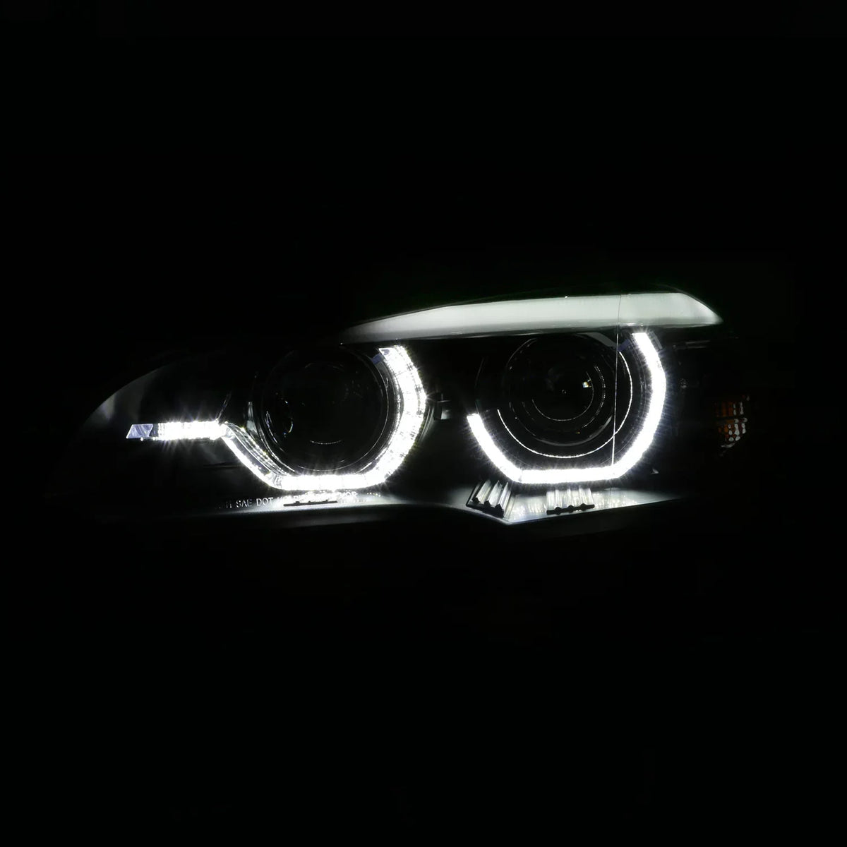 AKKON - For 2007-2010  E70 X5 HID [w/ AFS Model] LED Halo DRL Projector Black Headlights Driver Left+Passenger Right Pair