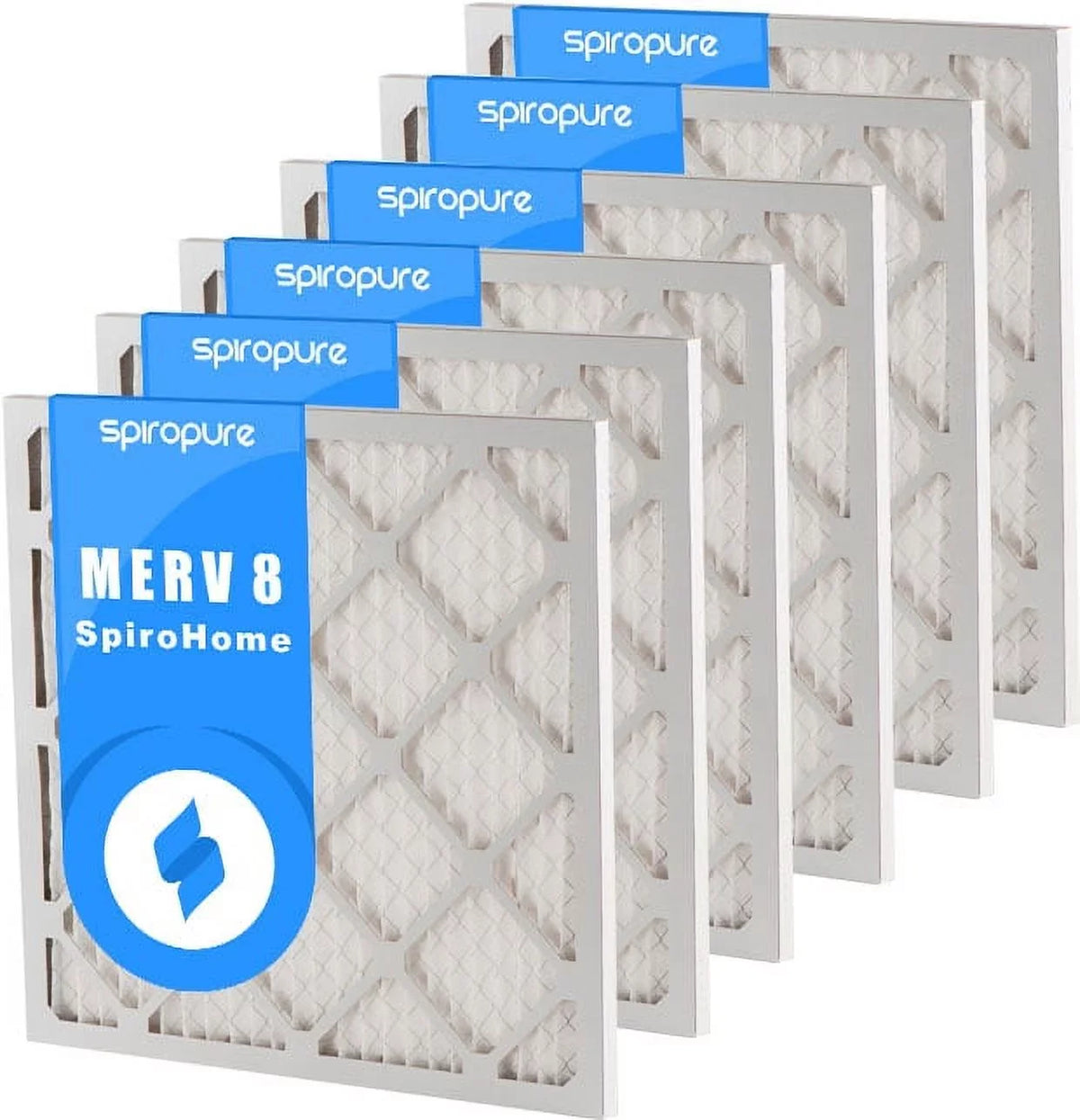 SpiroPure 20x23.5x1 MERV 8 Pleated Filter Air Filters - Made in USA (6 Pack)