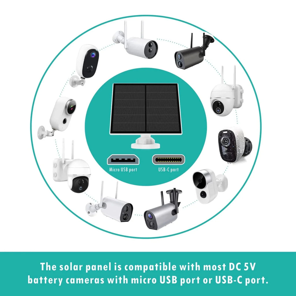 Netvue Solar Panel for Outdoor Security Camera, suitable with Rechargeable Battery Micro USB Port