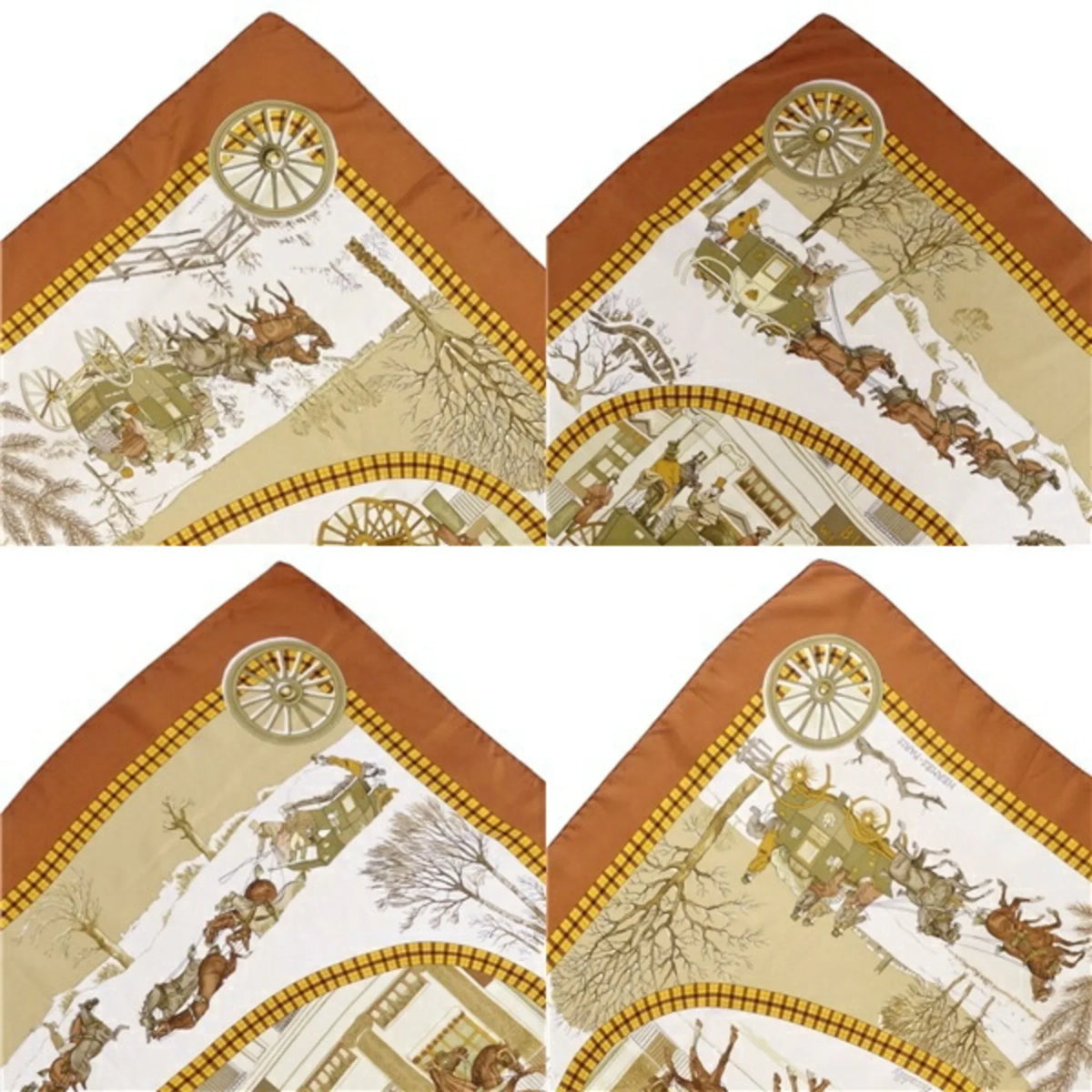 Pre-Owned HERMES Scarf Muffler Carre90 LHIVER EN POSTE Mail Coach 100% Silk Ladies Multi Color (Good)