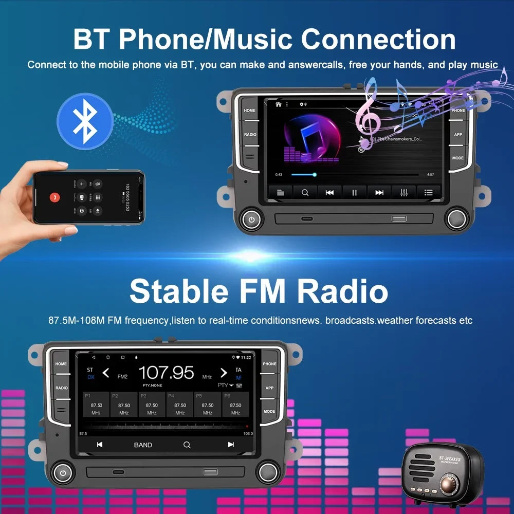 For VW Volkswagen Jetta Passat CC Amarok Golf Polo 7" Touch Screen Bluetooth Car Stereo Radio Carplay GPS Navigation Player 4+64GB