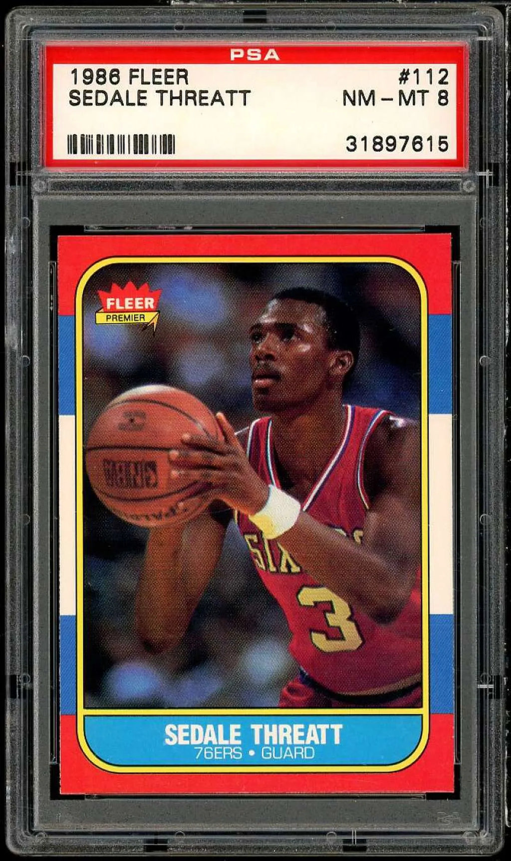 Sedale Threatt Rookie Card 1986-87 Fleer #112 PSA 8