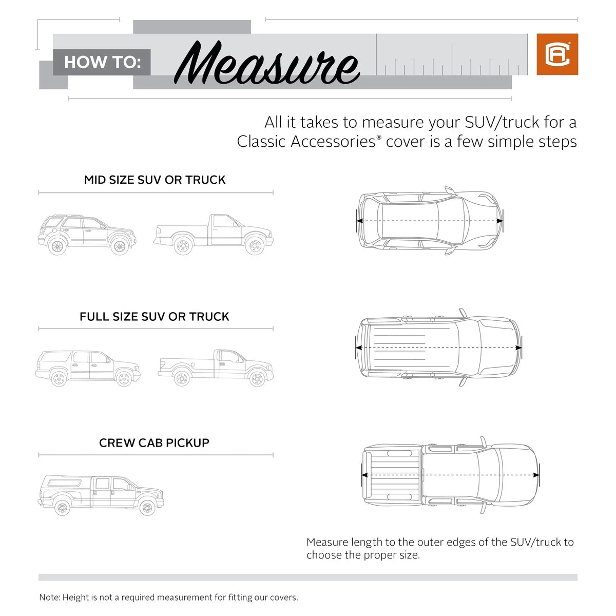 Classic Accessories OverDrive PolyPRO™ 3 Heavy-Duty Car wrap - Compact SUV or Truck protector, Up to 187"L, Charcoal