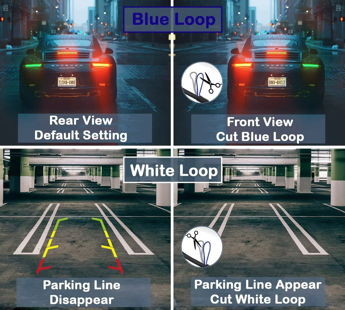 CAM122 Backup Camera Frame License Plate HD Night Vision Rear View 170° Angle Waterproof matching with Jensen Car Radio CAR110W CAR710 CAR710X CAR8000 CAR910W CAR910X CDR7011 CM901MIR CMR2720