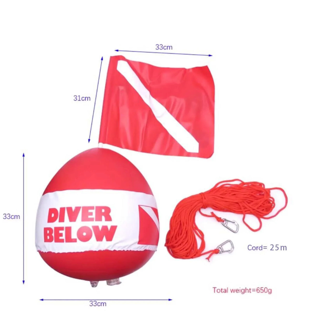 AMLESO Dive Flag Float Buoy Dive Flag High Visibility Float , Inflatable Floater for Surface ing, Diving, Fishing