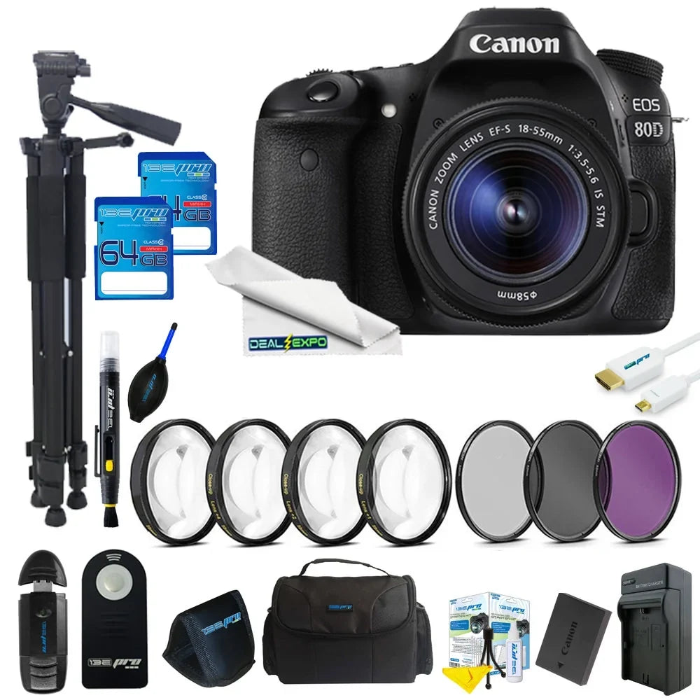 EOS 80D DSLR Camera with 18-55mm Lens + 64GB Expo Advanced Kit