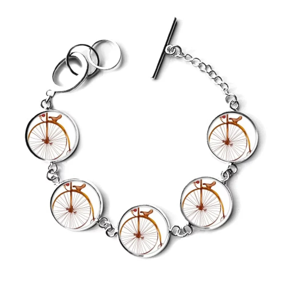 Old Fashioned Bicycle High Wheeler Britain Bracelet Chain Charm Bangle Jewelry