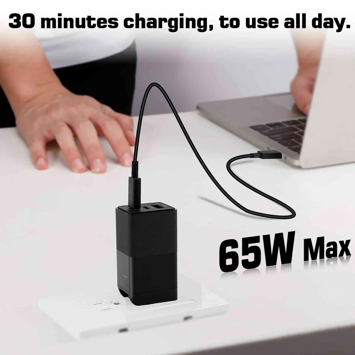 UrbanX 65W Fast Travel Charger with 3 Ports USB & Dual USB-C High-Speed Charging matching with Doogee S86/S88 Plus/S96 Pro/S58 Pro/S59, iPhone,  Galaxy, Google Pixel, MacBook, Steam Deck