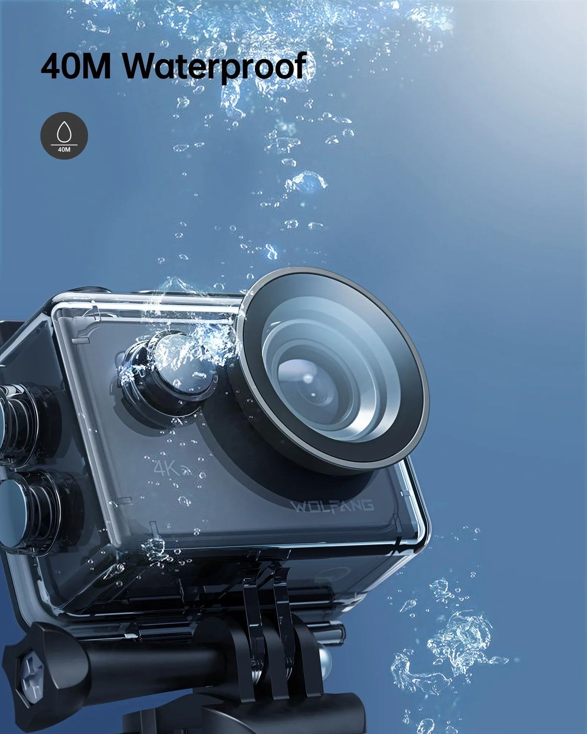 WF Action Cam 4K 60FPS 24MP Sport Camera 40M Underwater Camera Waterproof with Touch Screen Vlog Camera EIS Remote Control  170° Wide Angle