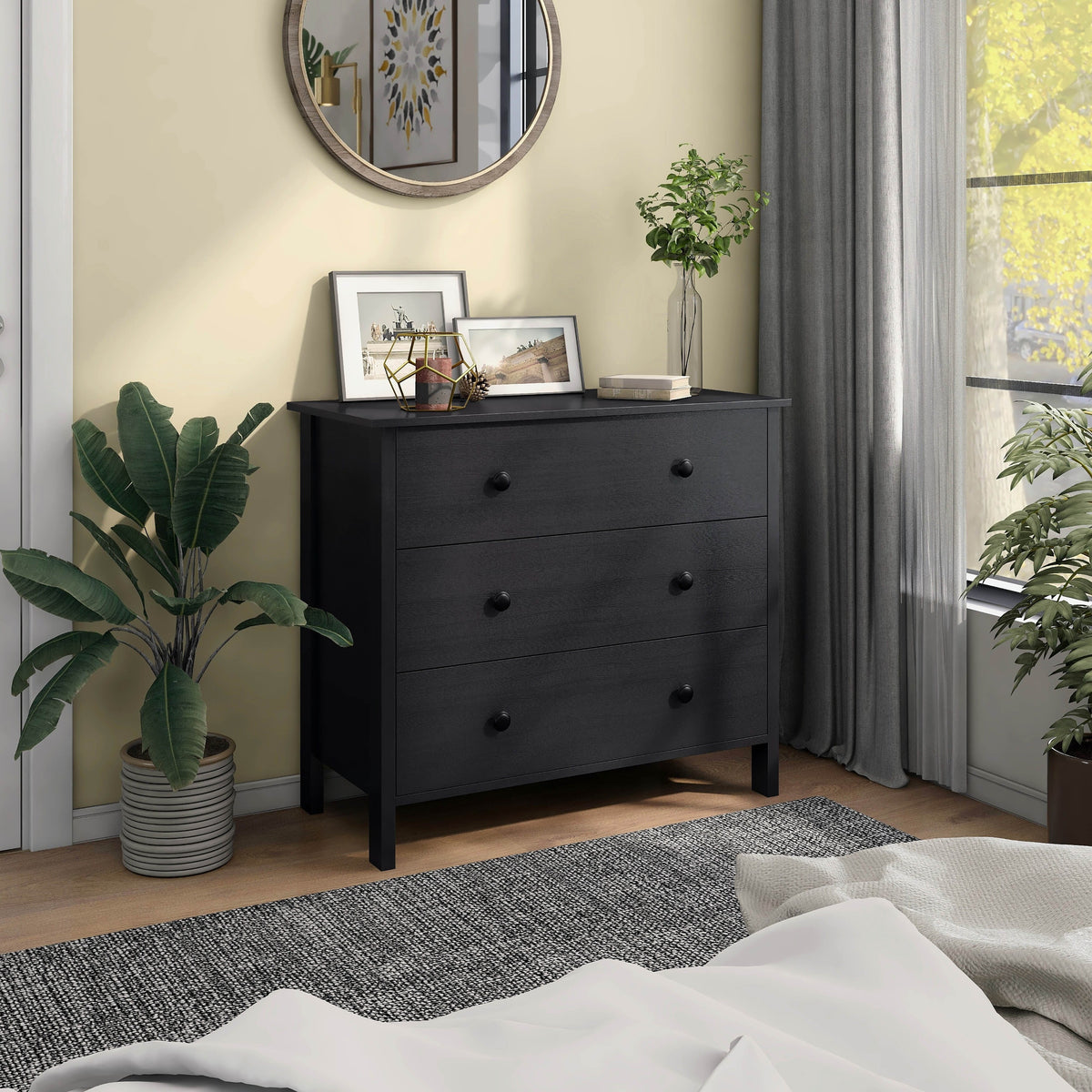 Denhour DH BASIC Transitional 34-inch Wide 3-Drawer Neutral Youth Dresser by  White Marble
