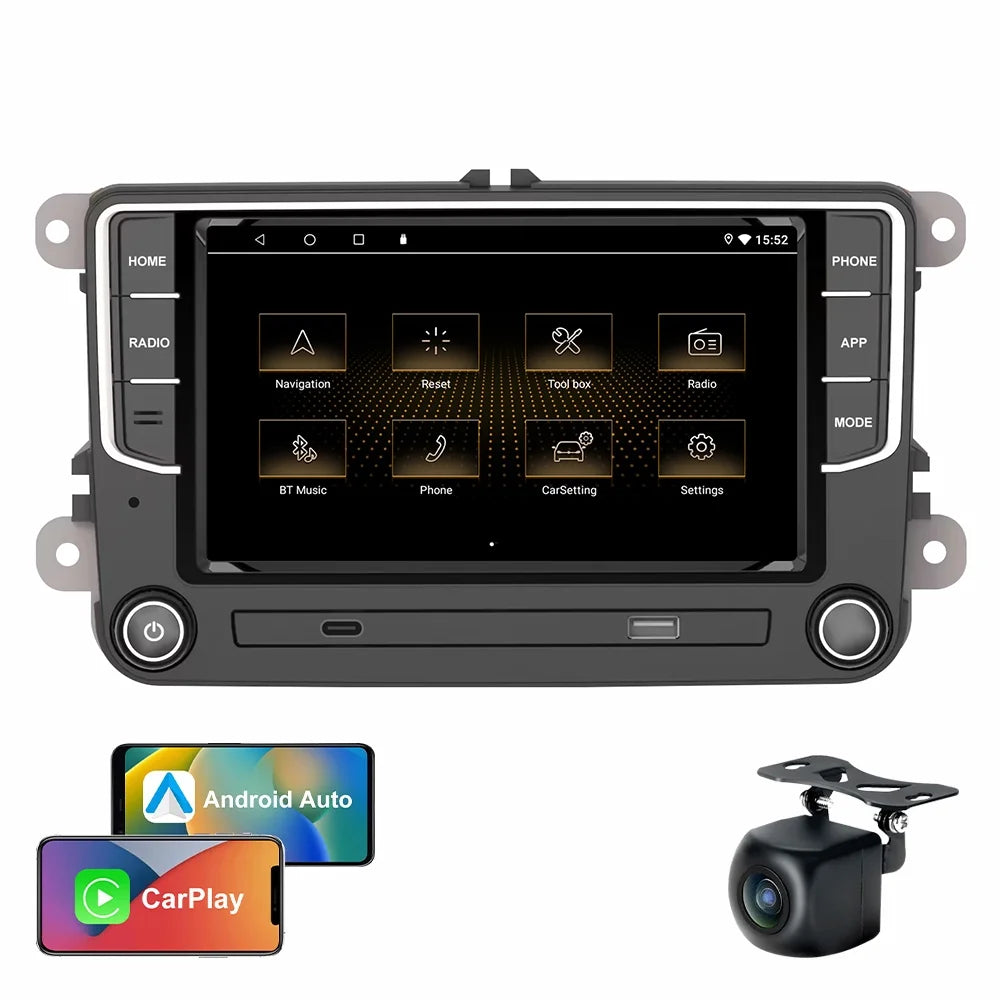 For VW Volkswagen Jetta Passat CC Amarok Golf Polo 7" Touch Screen Bluetooth Car Stereo Radio Carplay GPS Navigation Player 4+64GB