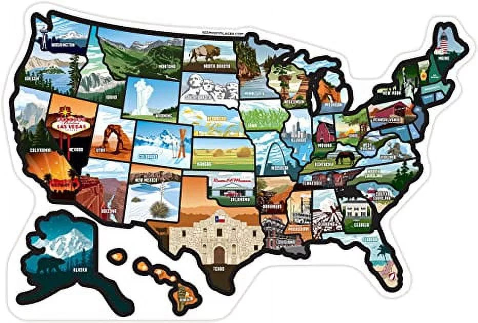 RV State Sticker Travel Map of The United States, Travel Trailer Camper Accessories