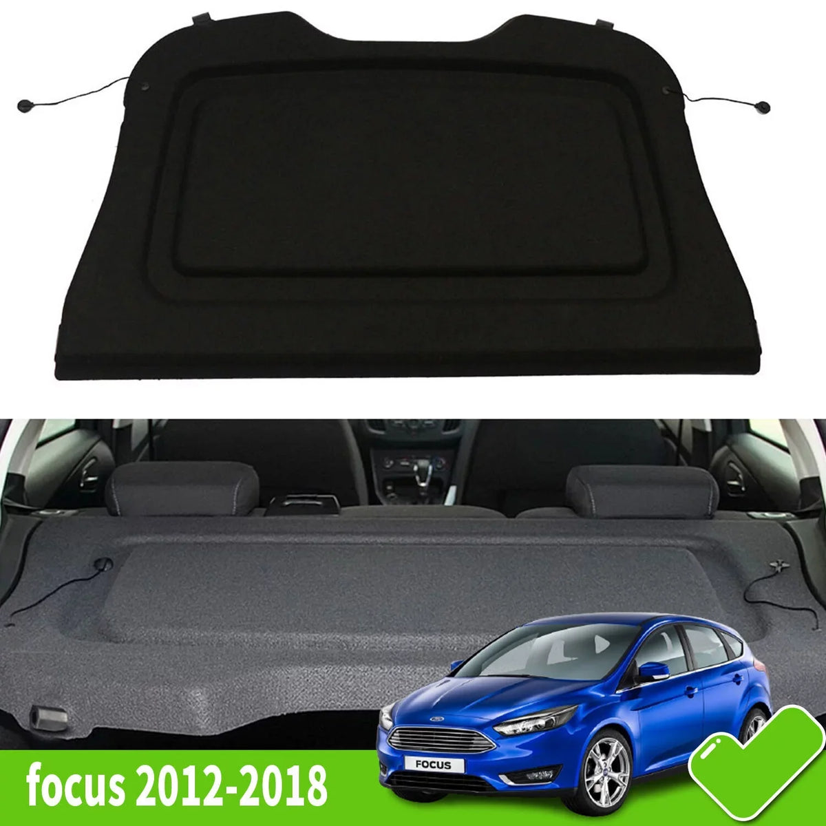 Fit  Focus 2012 2013 2014 2015 2016 2017 2018 Cargo wrap for  Focus 2012-2018 Hatchback Sedan Accessory Black Non-retractable Rear Trunk Parcle Shelf Board Shield wrap