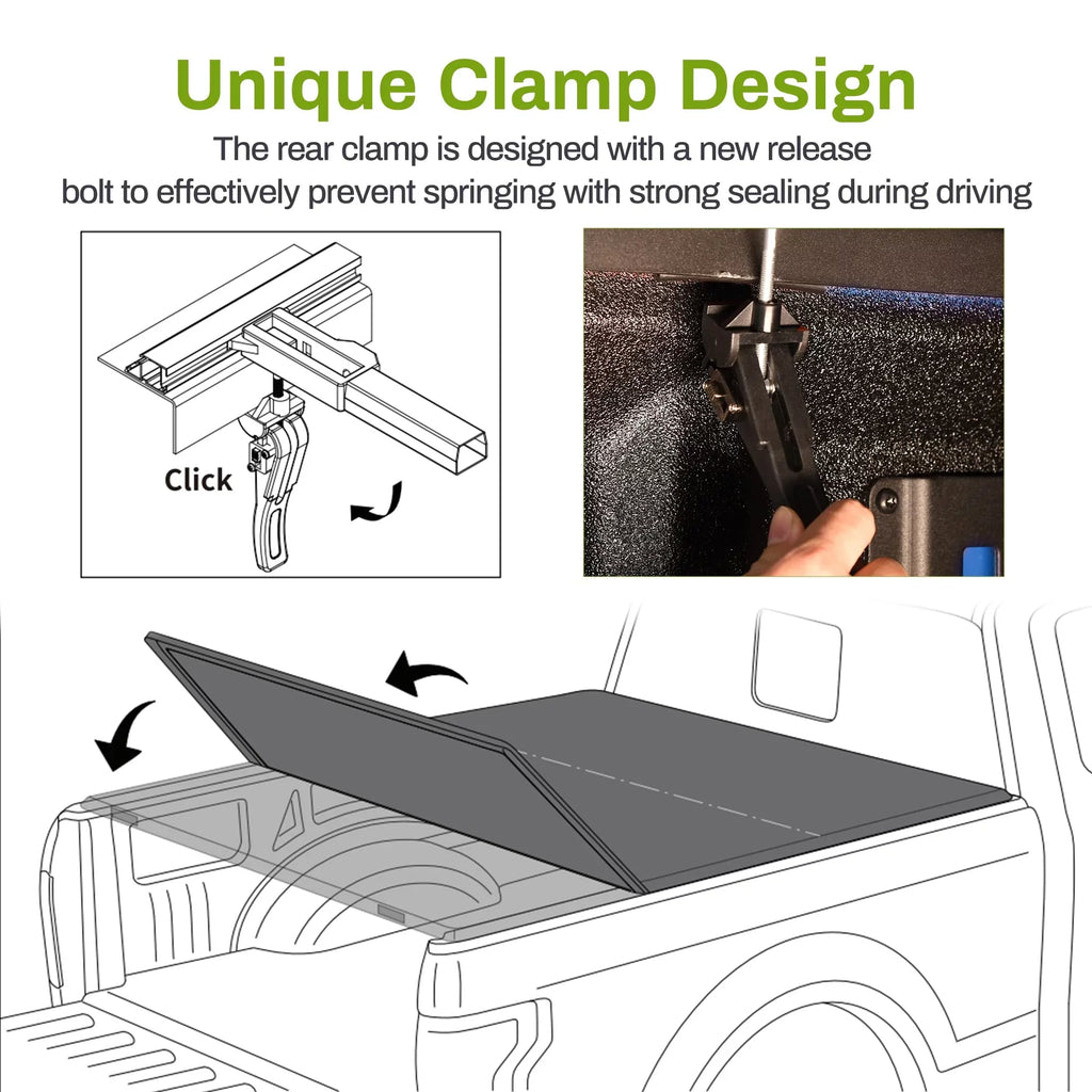 Ledkingdomus 5.7ft Soft Tri-fold Truck Bed Tonneau protector for 09-23 Dodge Ram 1500 Without Rambox