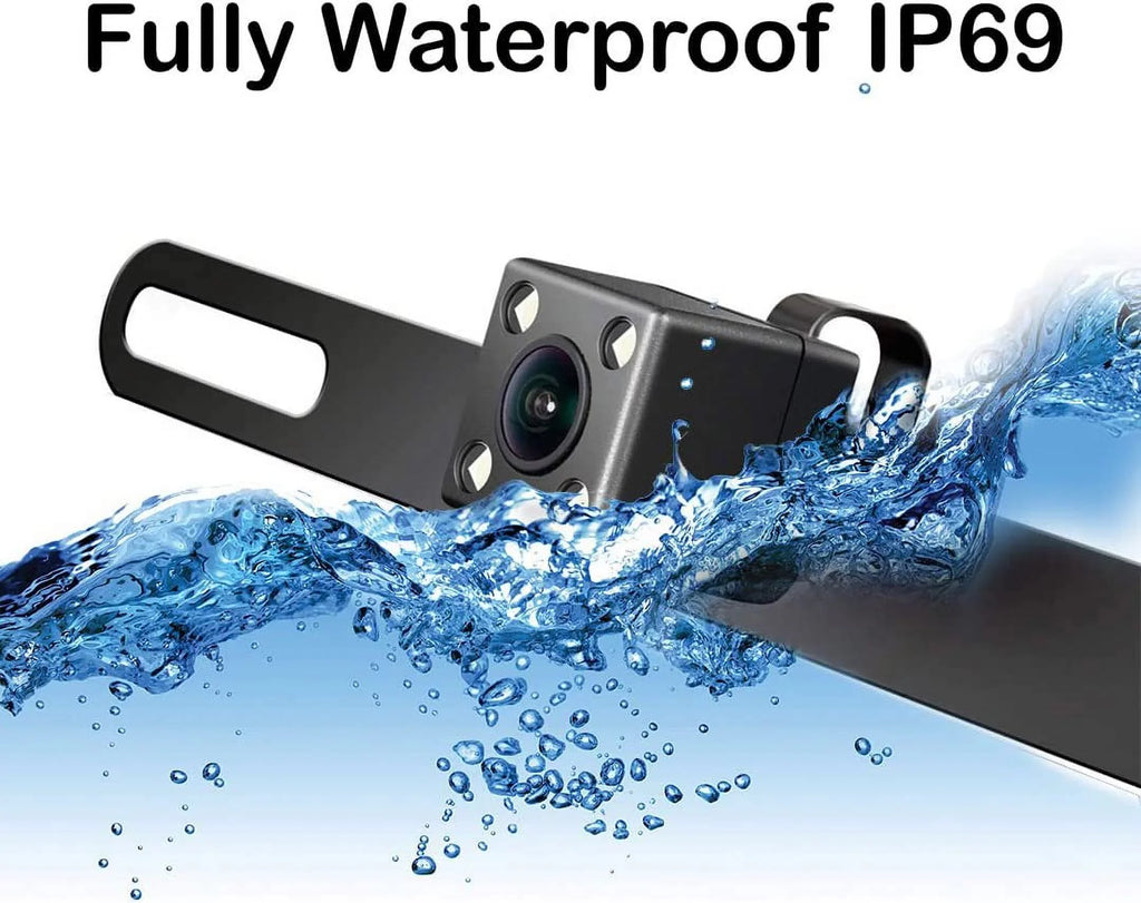 CAM122 Backup Camera Frame License Plate HD Night Vision Rear View 170° Angle Waterproof matching with Jensen Car Radio CAR110W CAR710 CAR710X CAR8000 CAR910W CAR910X CDR7011 CM901MIR CMR2720