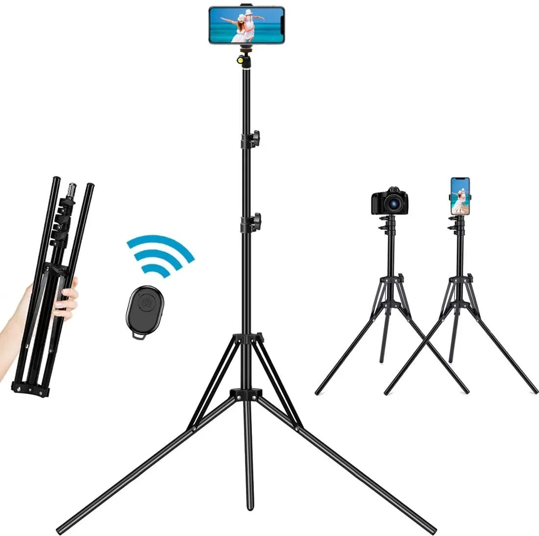 Selfie Stick Tripod, 78 inch Extendable Camera Phone Tripod with Bluetooth Remote and Cell Phone Holder Ultra Tall